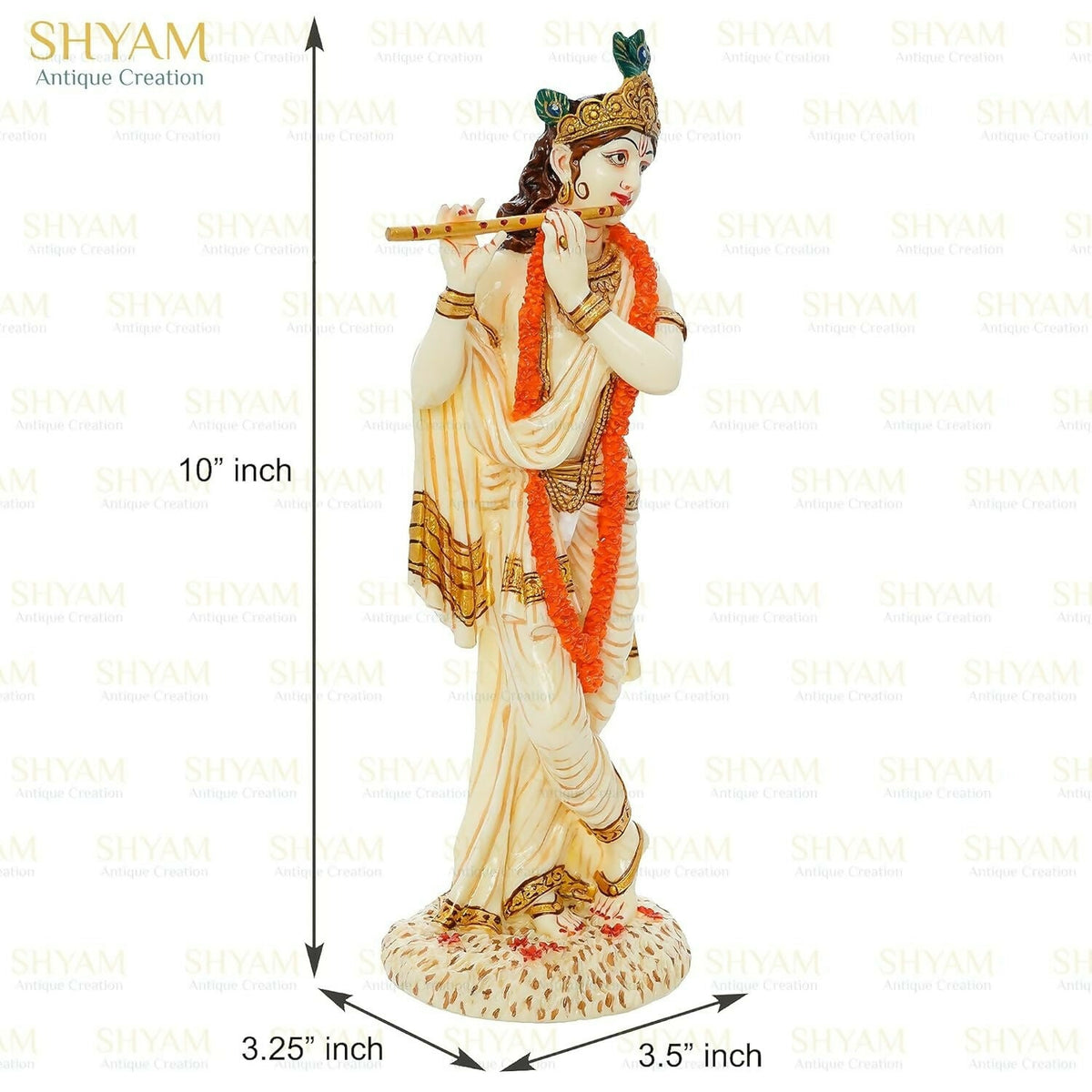 Shyam Antique Creation Lord shri Krishna Playing Flute Standing kanha Idol