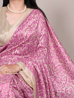 Vastranavya Pink Tussar Silk Printed Saree with Unstitched Blouse | Grocsy