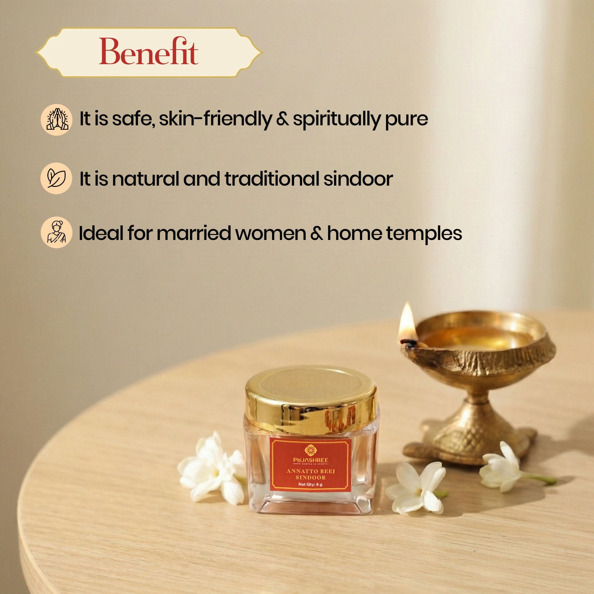 Pujashree Annatto Beez Sindoor – Traditional Sacred Sindoor for Puja & Religious Rituals | Grocsy