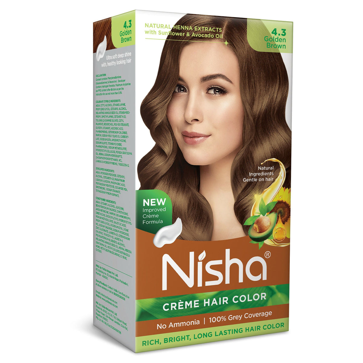 Nisha Creme Hair Color for Women - Golden Brown | Grocsy