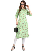 Vamika Pista French Crepe Printed Party Wear/Casual Wear Kurti | Grocsy