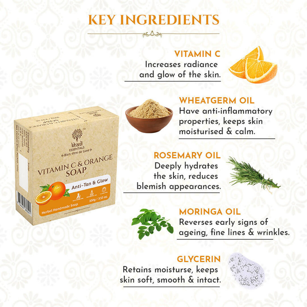 Khadi Essentials Vitamin C & Orange Handmade Herbal Soap | Grocsy