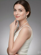 NVR Women Gold Plated White Pearl Necklace With Earrings | Grocsy
