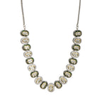 Mufli (peanut) Kundan Neckpiece with Meenakari and American Diamonds (Silver) - Ruby Raang | Grocsy