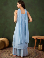 Sangria Sequined Straight Kurta & Sharara With Dupatta | Grocsy