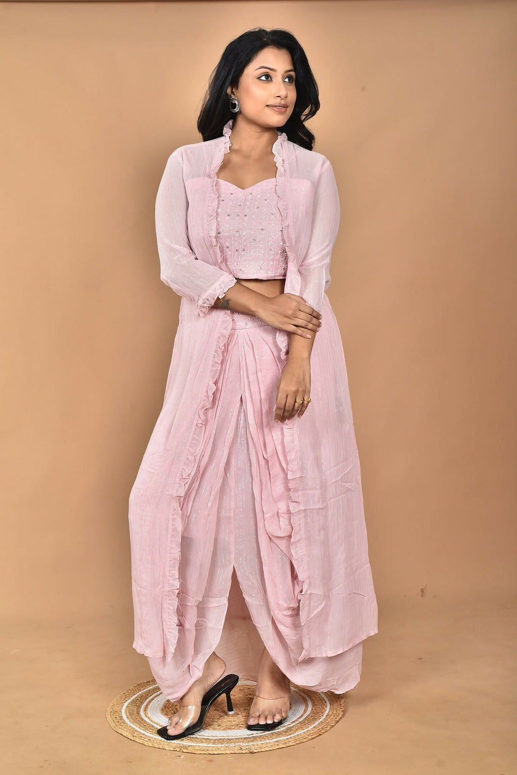 Morchari Women Hand Embroidery Crop Top-Pink | Grocsy