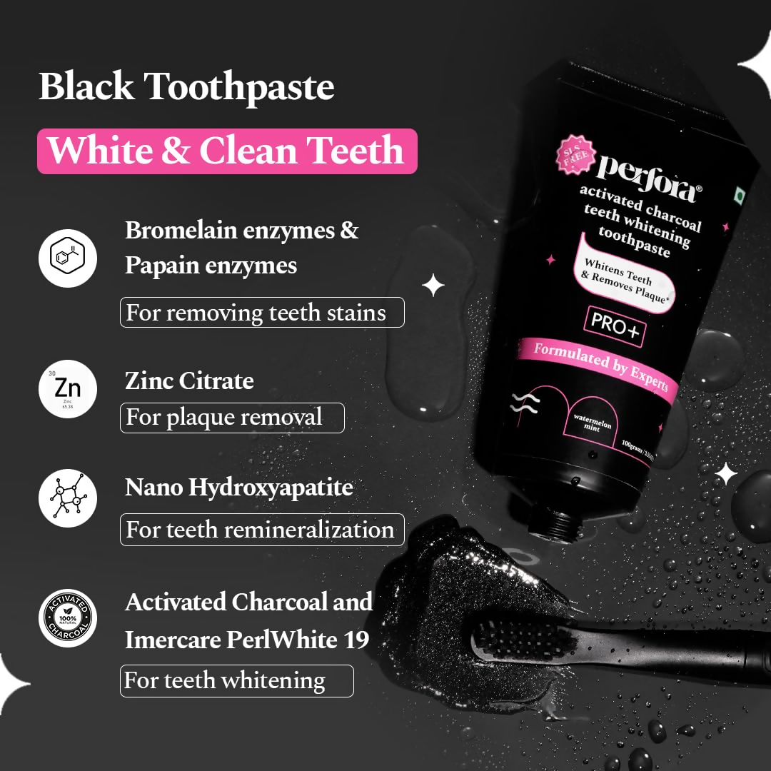 Perfora Activated Charcoal Whitening Toothpaste - Watermelon Mint | Grocsy