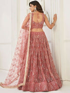 Pink Butterfly Soft Net Embroidery With Real Mirror Work Lehenga Choli - Jihu Culture | Grocsy