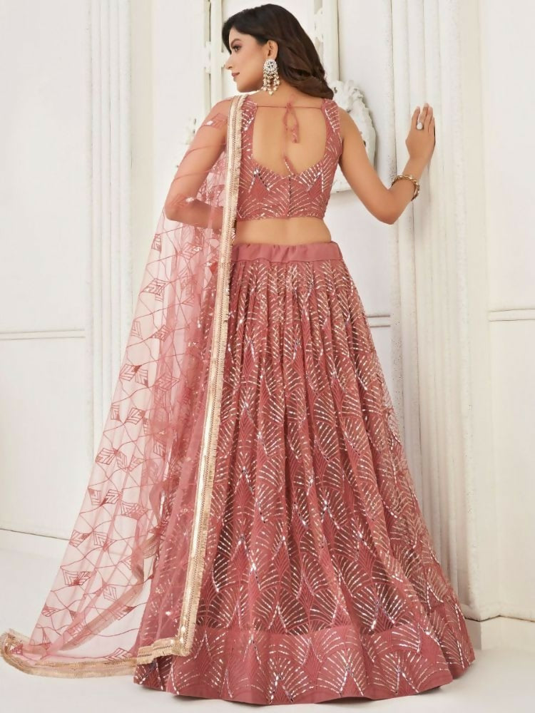 Pink Butterfly Soft Net Embroidery With Real Mirror Work Lehenga Choli - Jihu Culture | Grocsy