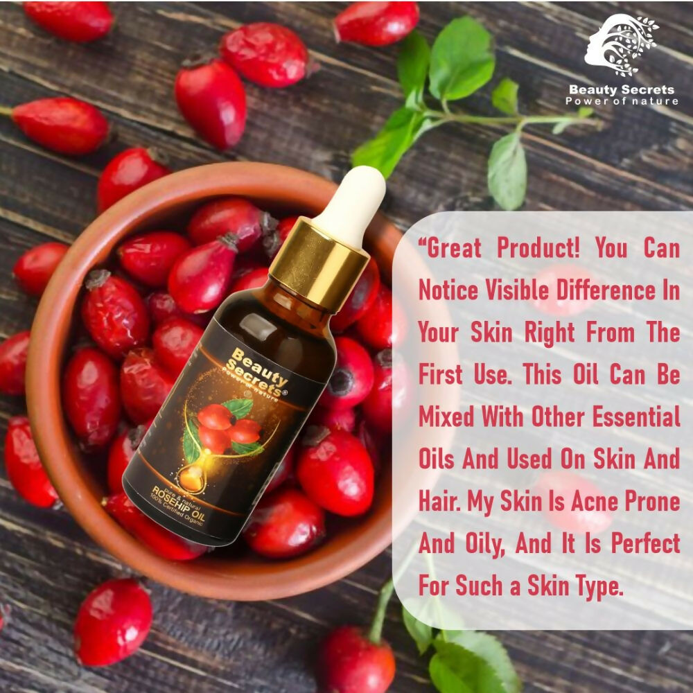 Beauty Secrets Certified Organic Rosehip Oil for Face and Body | Grocsy