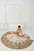Kesar Fab White Zari Silk Hand_Woven Lehenga | Grocsy