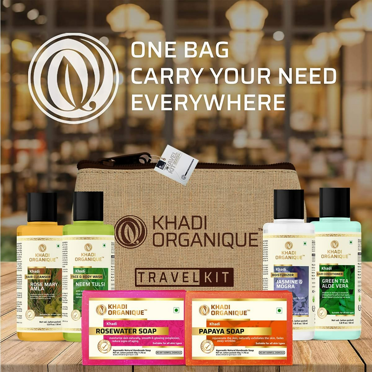 khadi Organique Grooming Travel Kit Men & Women | Grocsy