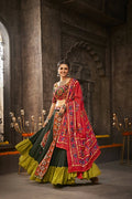 Green Viscose Rayon Thread Embroidered Navratri Lehenga Choli with Dupatta - Raas | Grocsy