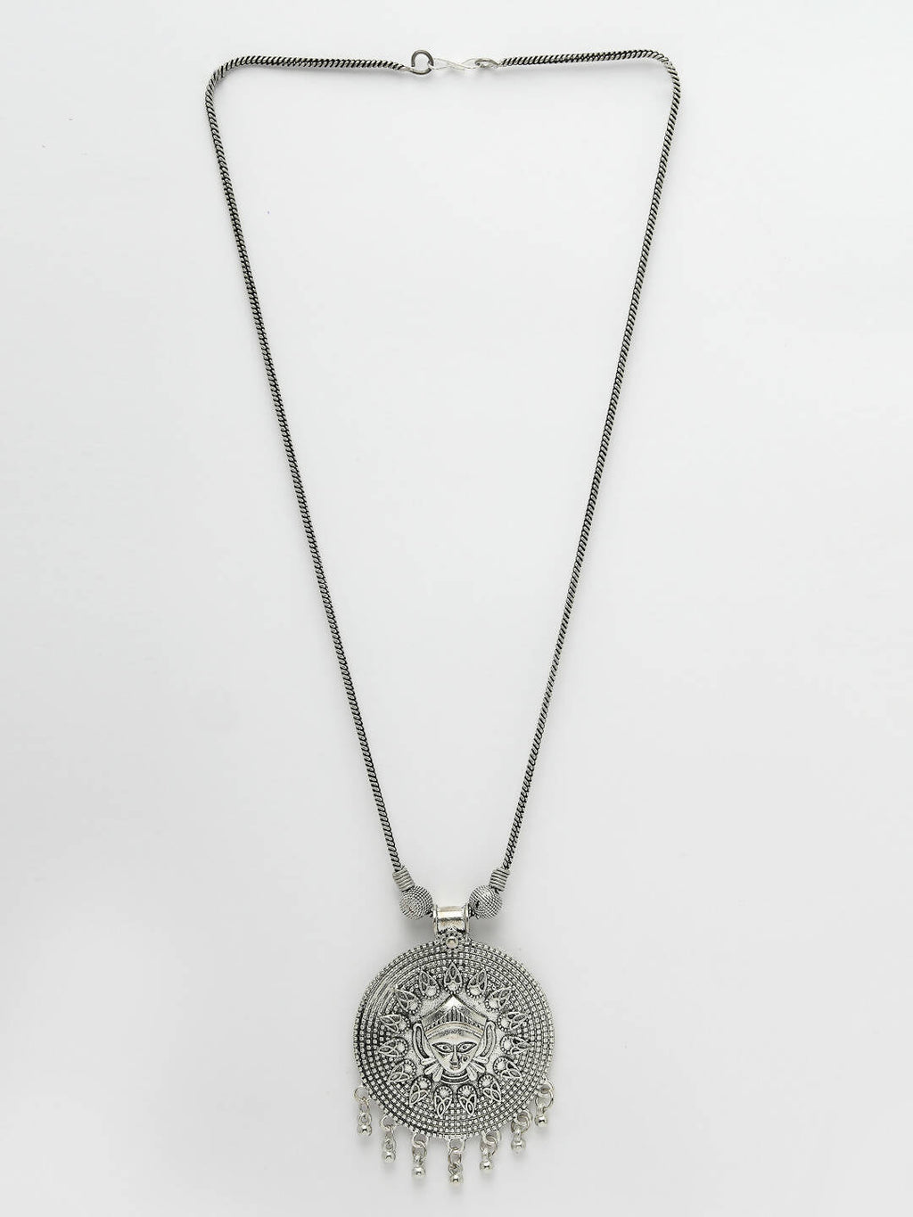 NVR Women's Elegant Silver Oxidised Brass Necklace | Grocsy