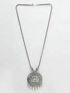 NVR Women's Elegant Silver Oxidised Brass Necklace | Grocsy