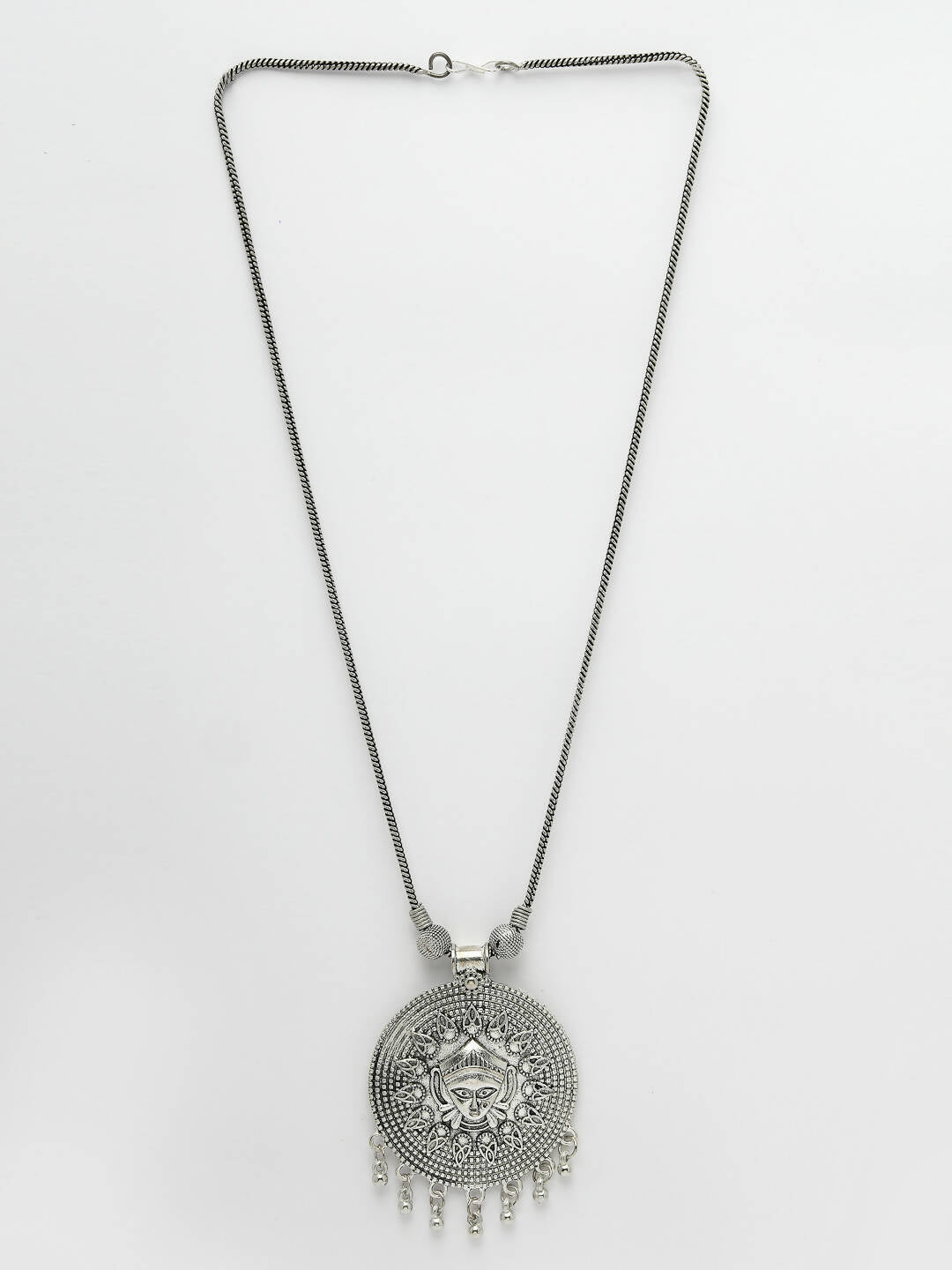 NVR Women's Elegant Silver Oxidised Brass Necklace | Grocsy