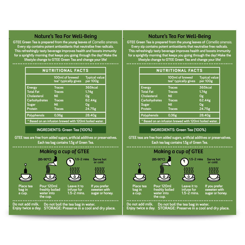 Gtee Green Tea Bags - Regular | Grocsy
