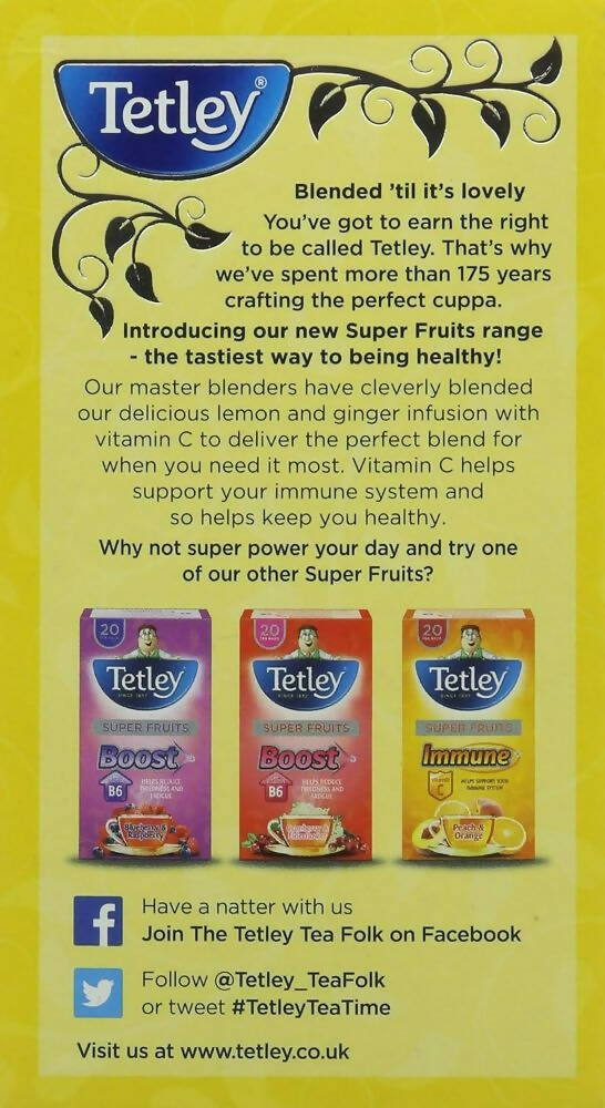 Tetley Fruit Infusions With Lemon And Ginger Tea Bags | Grocsy