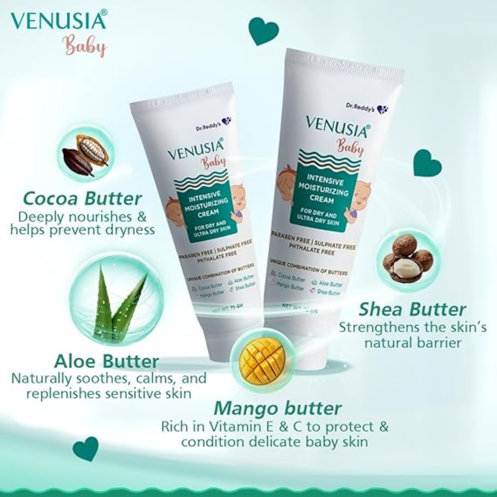 Dr. Reddy's Venusia Baby Intensive Moisturizing Cream | For Dry & Ultra-Dry Skin | Paraben & Sulphate-Free | Grocsy