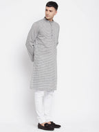 Even Apparels White Pure Cotton Men's Long Kurta With Band Collar | Grocsy