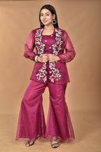 Morchari Women Hand Embroidery Crop Top-Magenta | Grocsy