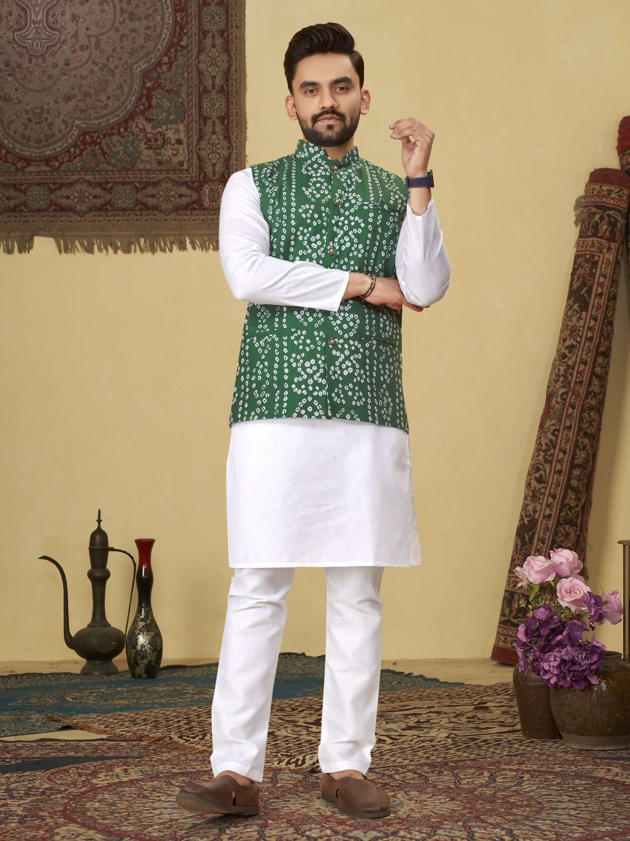 Anaita Green Printed Soft Cotton Straight Kurti Kurta | Grocsy