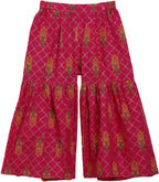 Ahalyaa Magenta Cotton Printed Kids Kurta Sharara Set With Dupatta For Girls | Grocsy