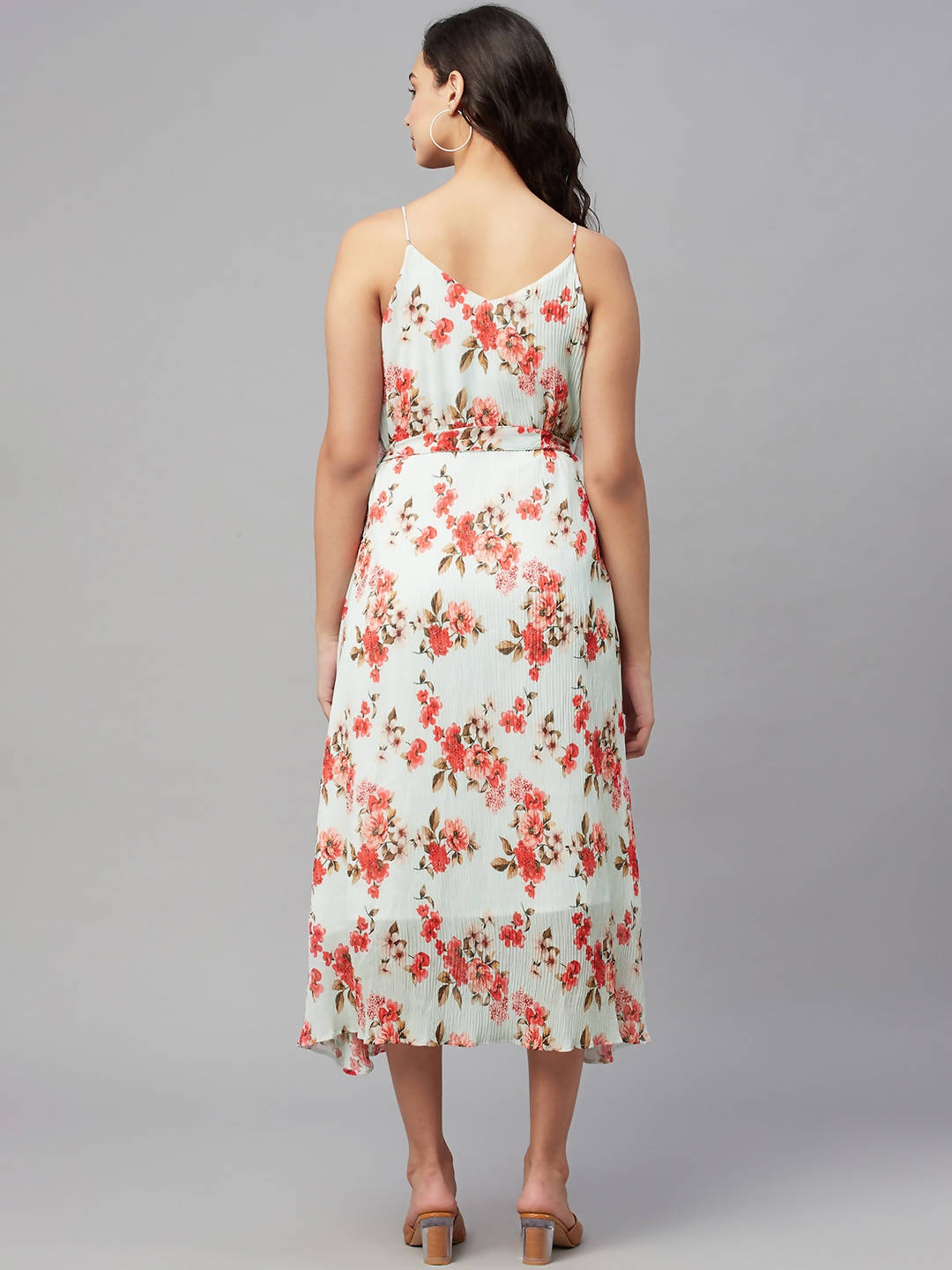 Myshka Women Multicolor Printed Sleeveless V Neck Dress | Grocsy