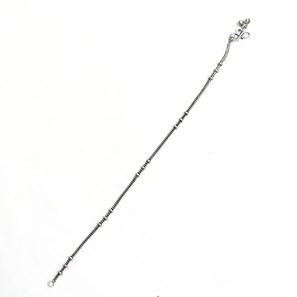 Mominos Fashion Kamal Johar Oxidised Light Weight Silver Anklets | Grocsy