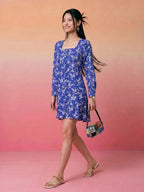 Janasya Royal Blue Panelled Rayon Blend Dress | Grocsy
