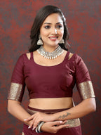 Lorenvalley Fashion Maroon Soft Silk Woven Design Gold Zari Weaving Saree | Grocsy