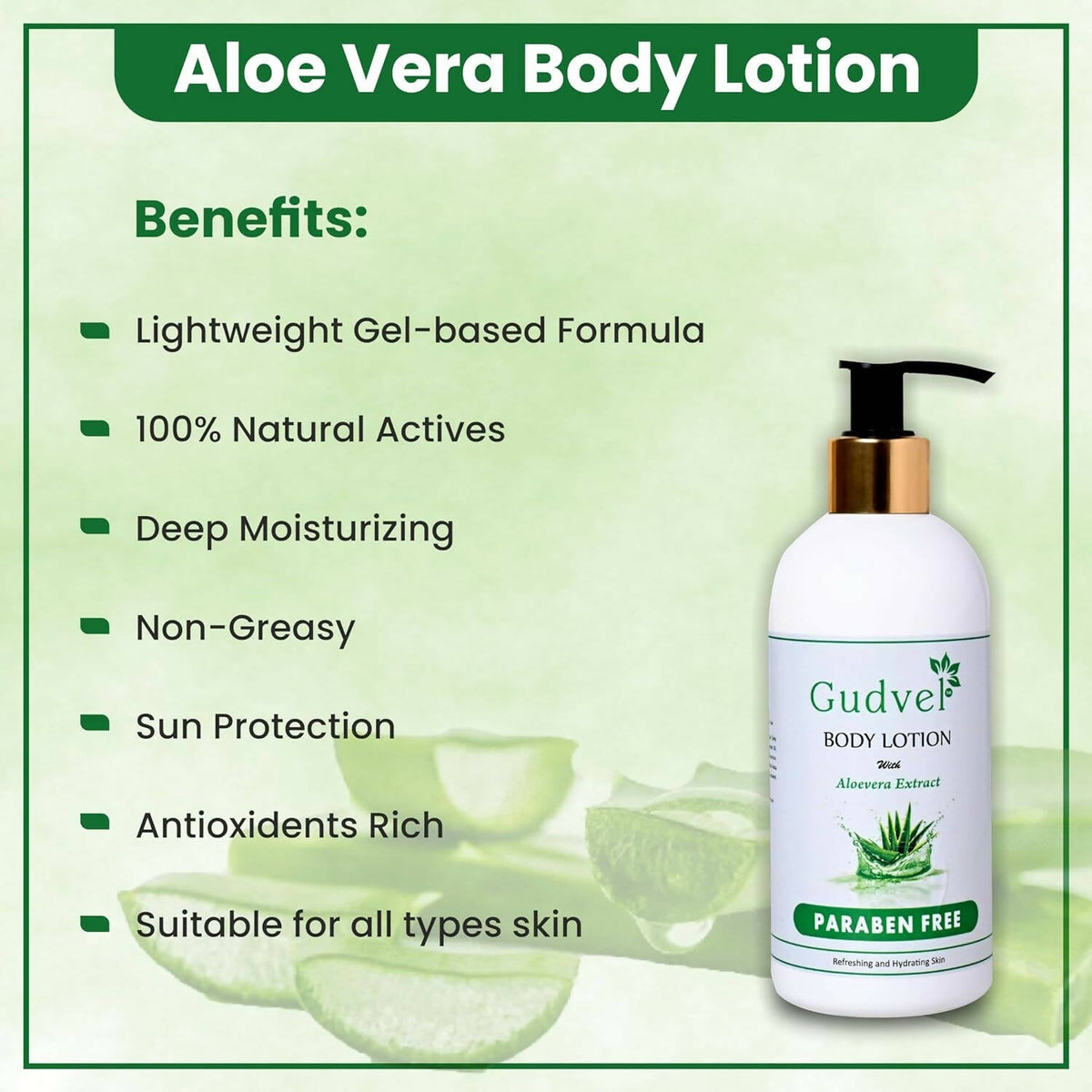 Gudvel Aloe Vera Body Lotion | Grocsy