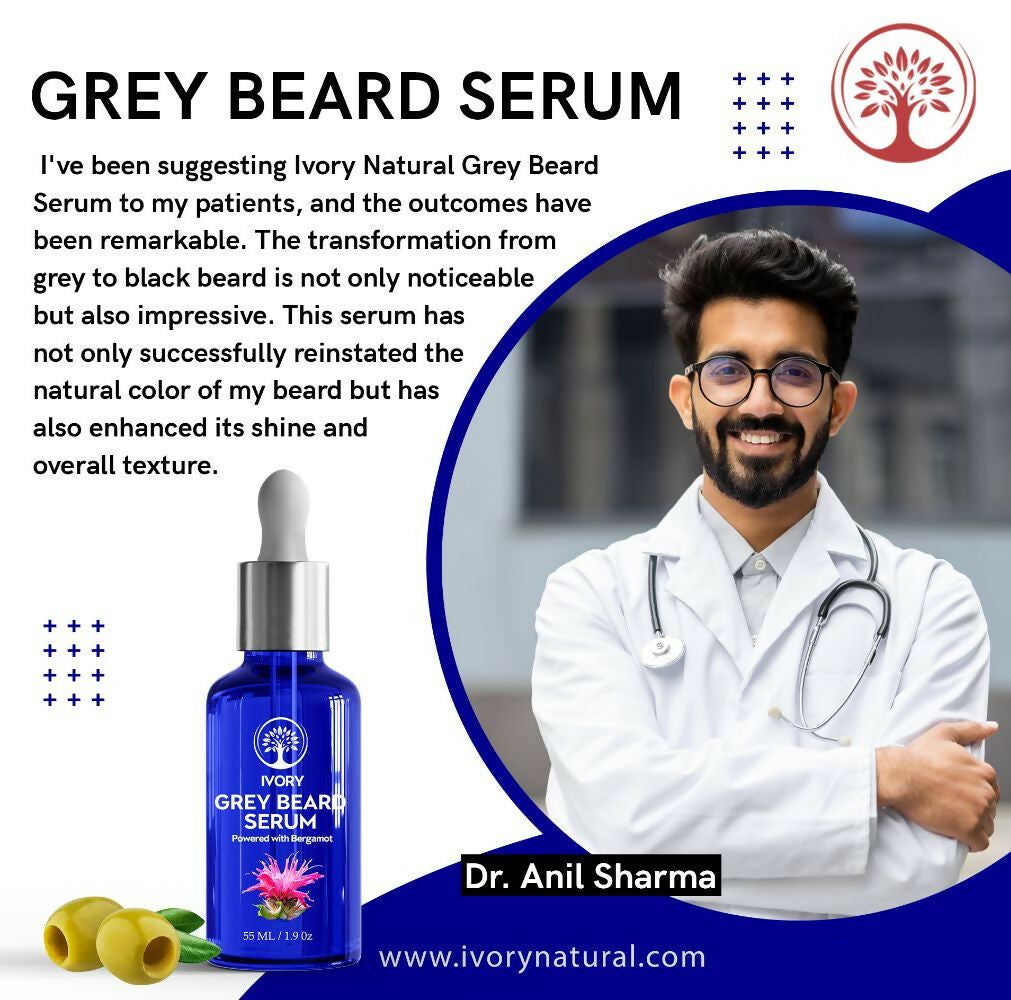 Ivory Natural Greys Beard Serum Restore Natural Black Color Of Grey White Beard | Grocsy