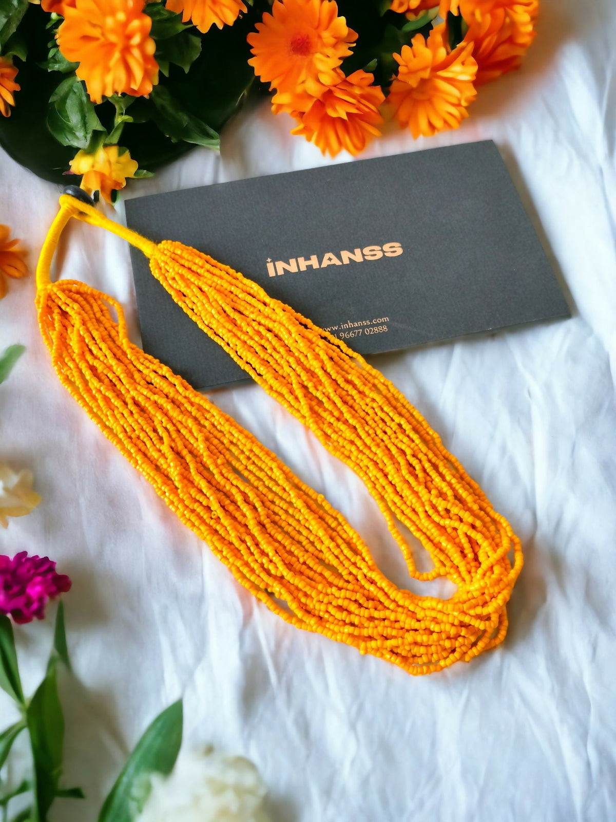 Inhanns Handmade Beaded Multilayer Necklace, 20 Layers - Yellow | Grocsy