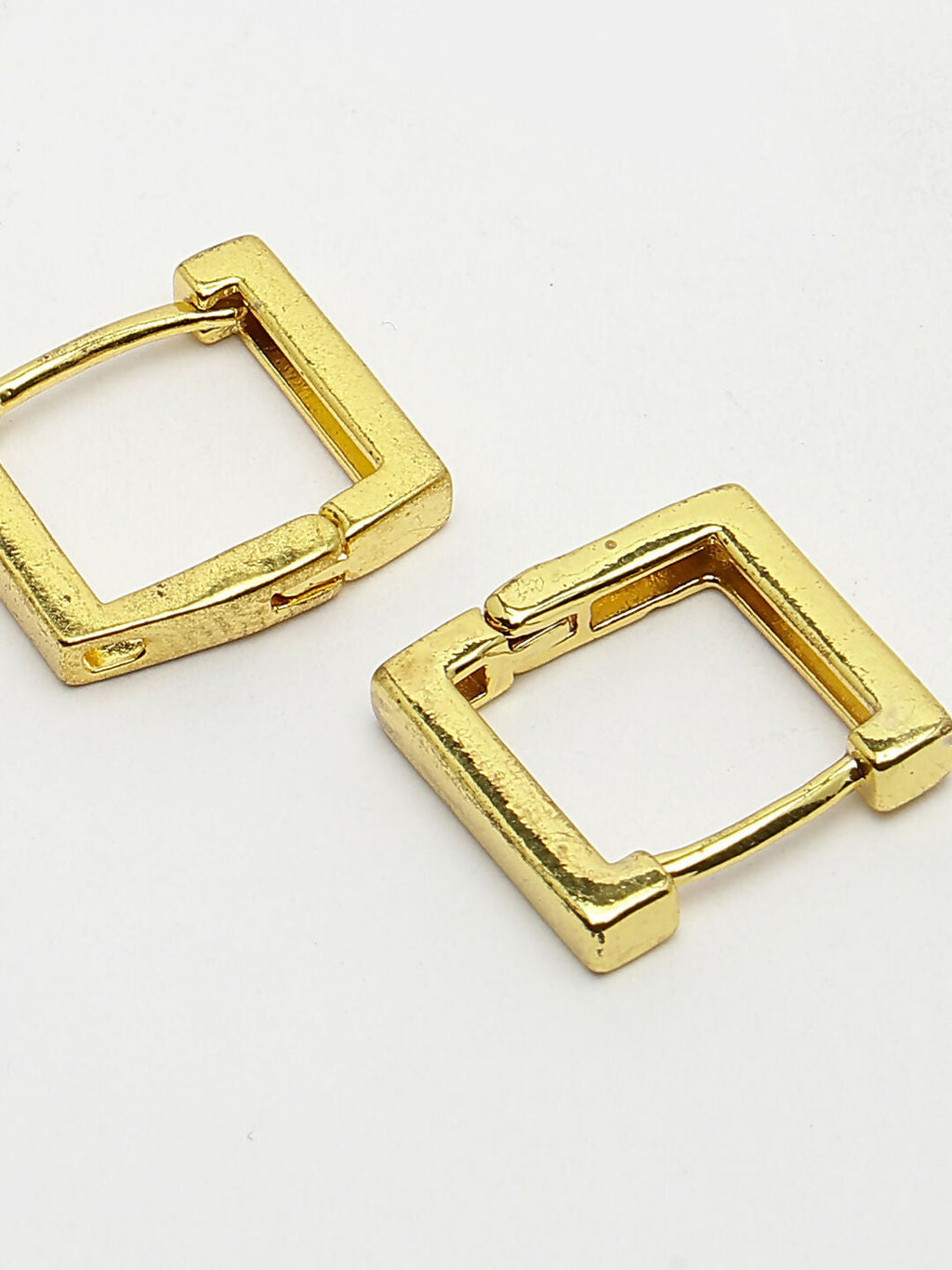 NVR Men's Gold-Polished Geometric Shape Stainless Steel Hoop Earrings