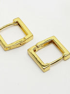NVR Men's Gold-Polished Geometric Shape Stainless Steel Hoop Earrings