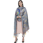 A R Silk Silk Peacock Multi Fancy Dupatta Color Gray Dupatta or Chunni | Grocsy