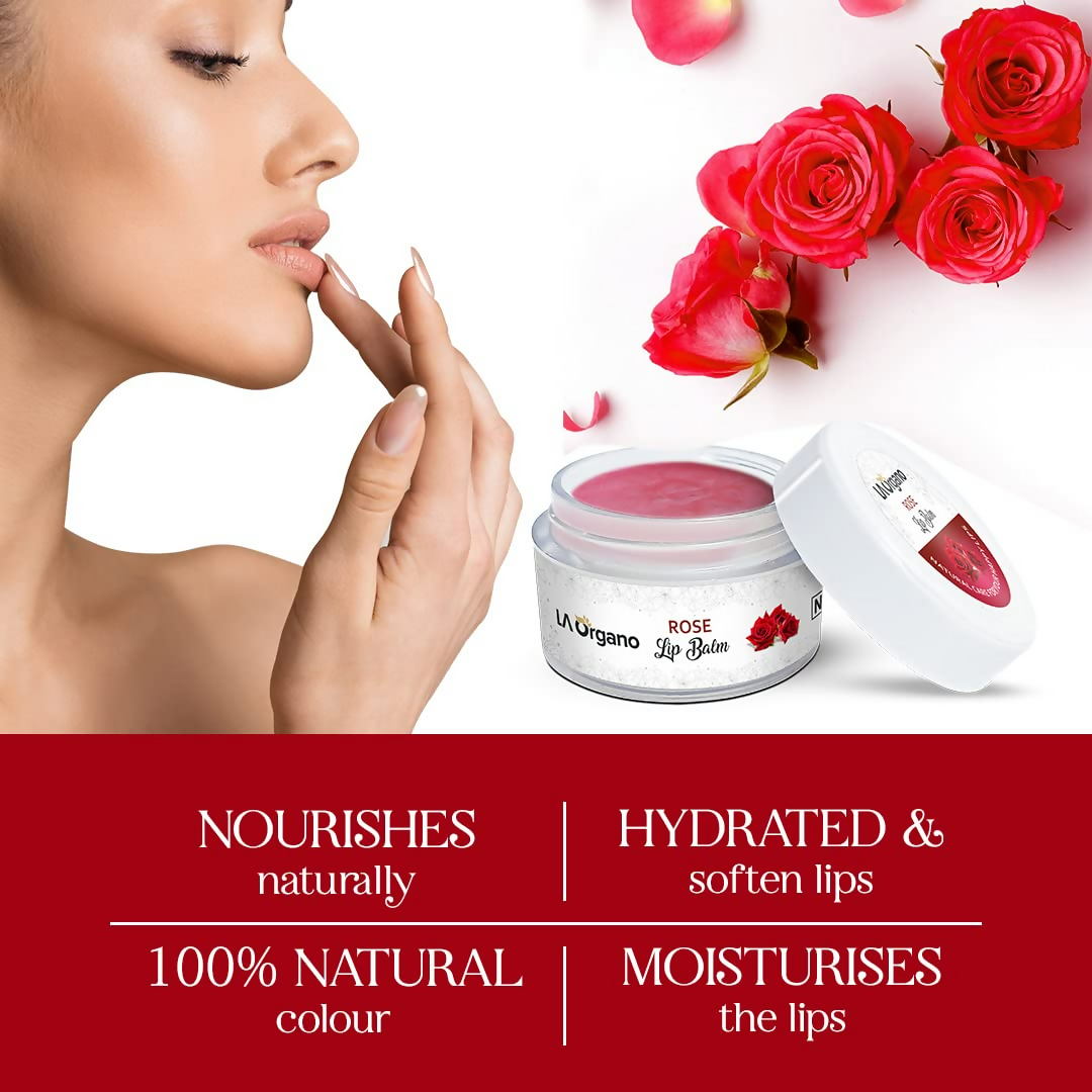 LA Organo Rose Lip Balm For Dry Chapped Lips | Grocsy