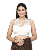 Joban Fashion Women's White Embroidered Stitched Blouse | Grocsy