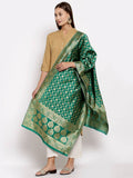 Myshka Women's Green Silk Print Casual Dupatta | Grocsy
