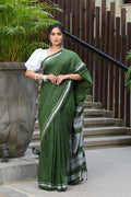 Beatitude Green Cotton Handloom Saree | Grocsy