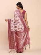 Shree Shyam Fashion Linen Cotton Purple Saree | Grocsy
