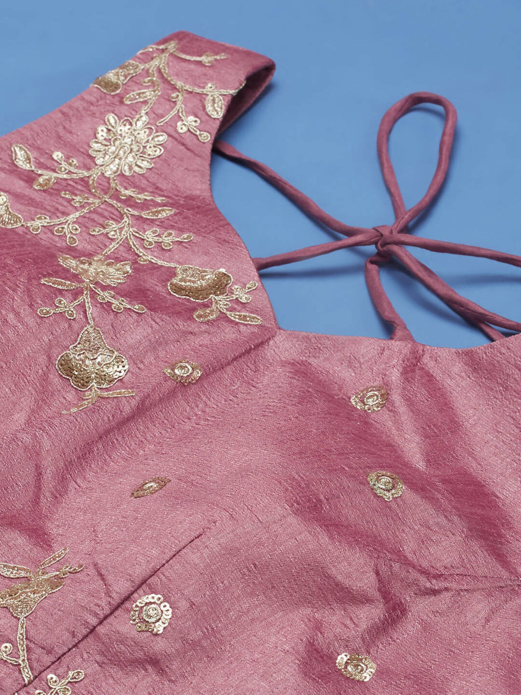 House of Panchhi Rose Gold Net Sequinse Work Lehenga & Blouse, Dupatta | Grocsy