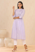 Juniper Women Lilac Cambric Solid A-Line Kurta | Grocsy