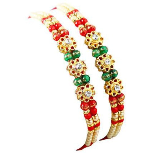 Set of 2 Charming Beads Rakhi and Cashew Jar Combo | Grocsy