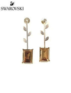Bling Accessories Swarovski Light Color Topaz Stone 92.5 Sterling Silver Leaf Earrings | Grocsy