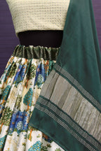 DEIANA'S Beautiful Gaji Silk Printed With Heavy Zari Lehengha Choli - Cream | Grocsy