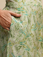 Green Poly Rayon Floral Printed Top with Matching Trouser - Shivani | Grocsy