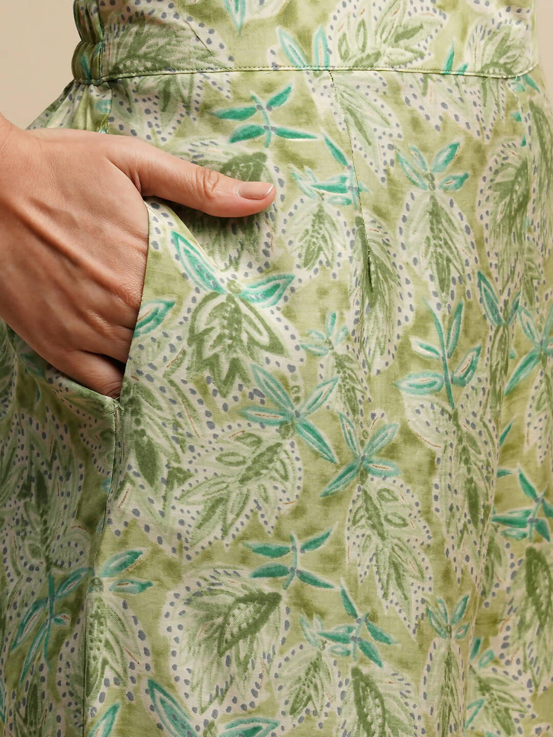 Green Poly Rayon Floral Printed Top with Matching Trouser - Shivani | Grocsy