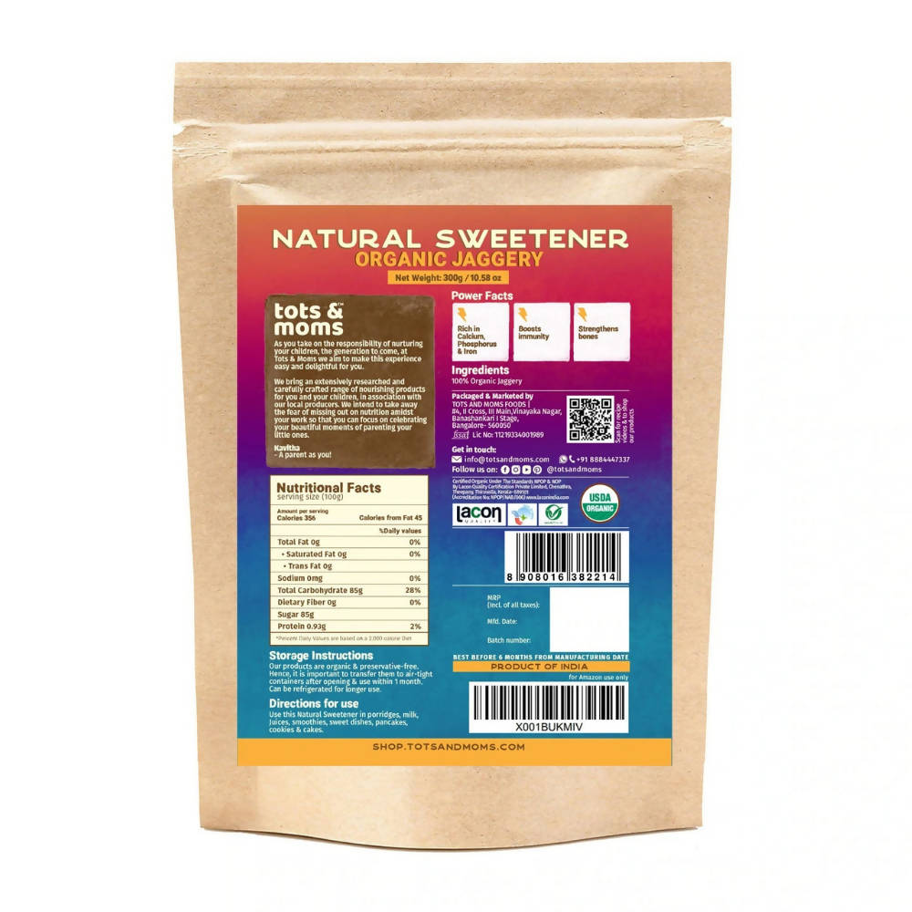 Tots and Moms Organic Natural Jaggery Sweetener | Grocsy